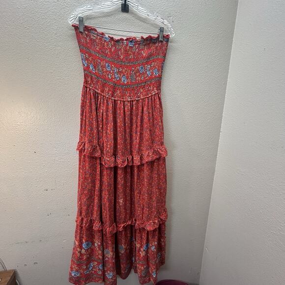Zesica Cottagecore Boho Strapless Tube Top Strapless Maxi Dress XL Smocked - Picture 1 of 7